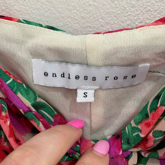 Endless Rose Floral Fitted Summertime Ruched Mini Dress Size Small - Picture 9 of 12